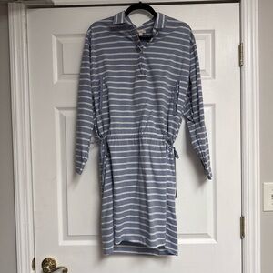 GAP Long Sleeve Blue and White Striped Dress